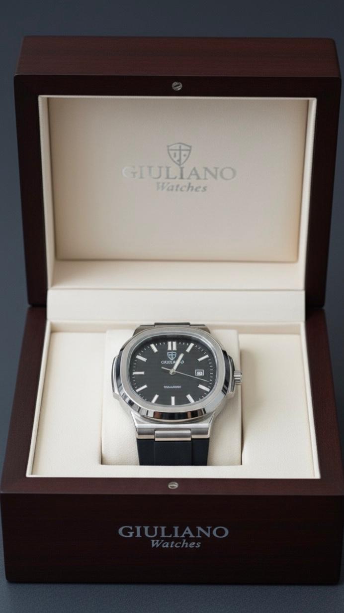 GIULIANO Automatic Black Dial Watch – Timeless Elegance in Motion